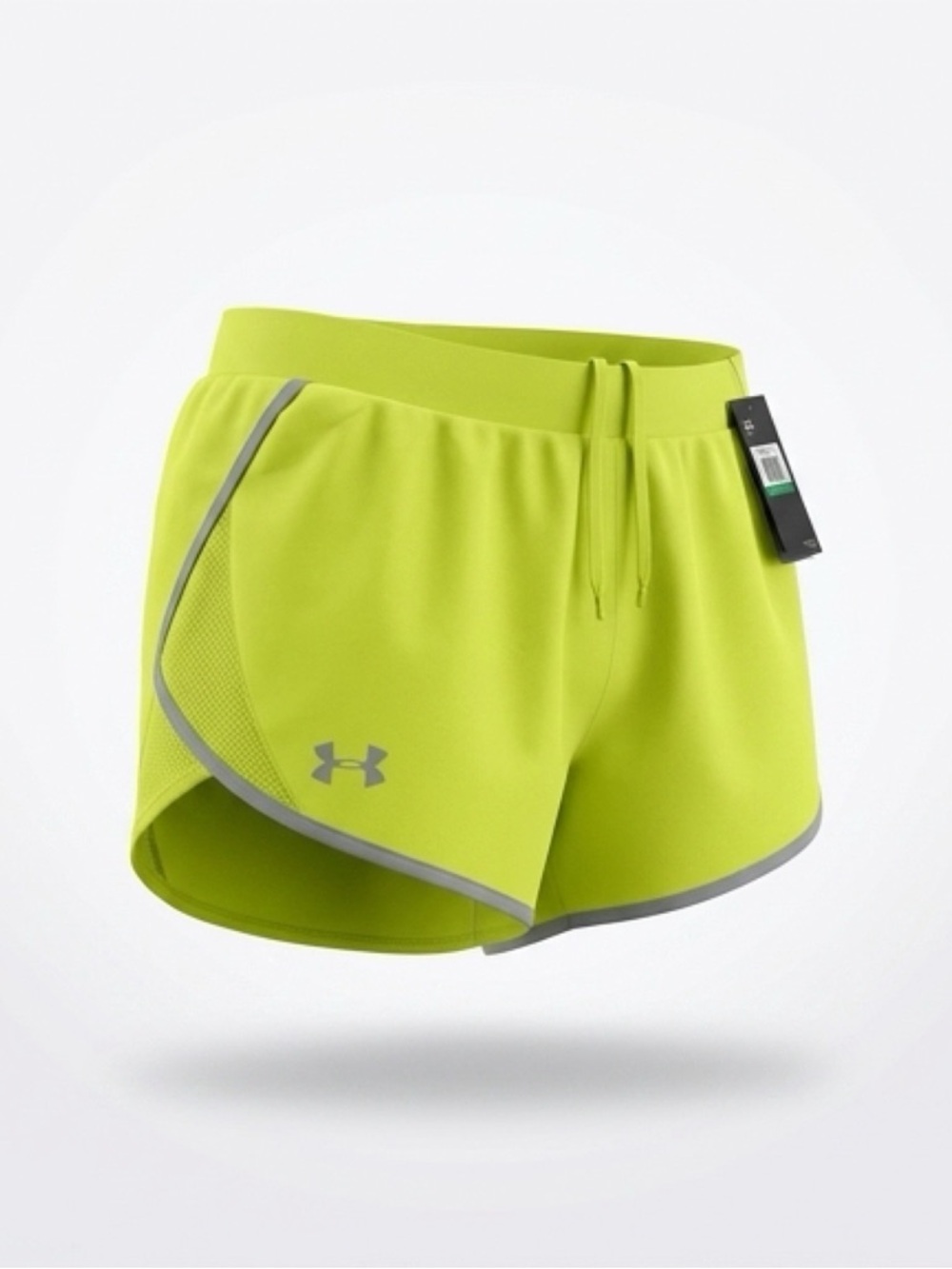 Under Armour Women's Neon Lime Training Shorts with Gray Reflective Trim‎